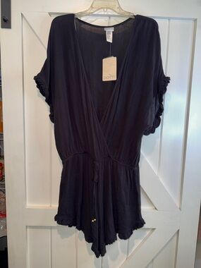 Dotti Black V-Neck Short Sleeve Romper